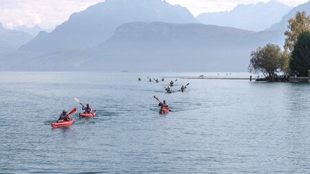 Alphörner treffen am Vierwaldstättersee-Marathon auf Kanuten