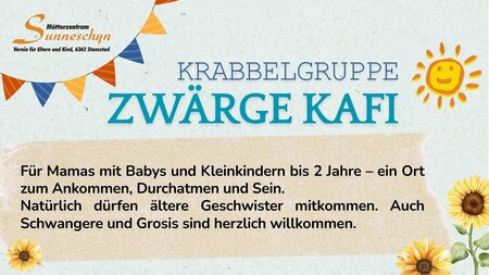 Mütterzentrum Sunneschyn – Krabbelgruppe Zwärge Kafi | © Mütterzentrum Sunneschyn - Verein für Eltern und Kind