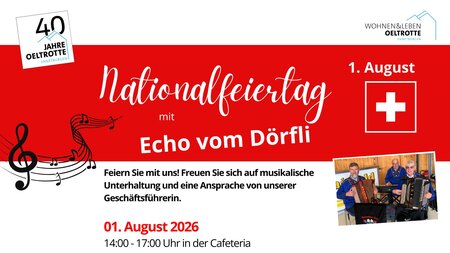 Alterszentrum Oeltrotte – 1. August-Feier mit dem Ländler-Trio "Echo vom Dörfli" | © Carole Blank