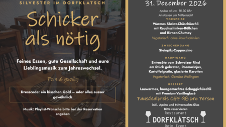 Restaurant Dorfklatsch – Silvester-Menu 2026 | © Dorfklatsch Gastro GmbH